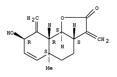 82461-09-4,Naphtho[1,2-b]furan-2(3H)-one,3a,4,5,5a,8,9,9a,9b-octahydro-8-hydroxy-5a-methyl-3,9-bis(methylene)-,(3aS,5aS,8R,9aR,9bS)-,Naphtho[1,2-b]furan-2(3H)-one,3a,4,5,5a,8,9,9a,9b-octahydro-8-hydroxy-5a-methyl-3,9-bis(methylene)-, [3aS-(3aa,5ab,8a,9aa,9bb)]-; Brachylaenolide
