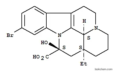 Molecular Structure of 84964-13-6 ((3alpha,14beta,16alpha)-11-bromo-14-hydroxy-14,15-dihydroeburnamenine-14-carboxylic acid)