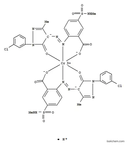 Molecular Structure of 85959-80-4 (Chromate(1-),bis[2-[[1-(3-chlorophenyl)-4,5-dihydro-3-methyl-5-oxo-1H-pyrazol-4-yl]azo]-5-[(methylamino)sulfonyl]benzoato(2-)]-,hydrogen (9CI))