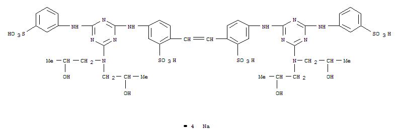 Benzenesulfonic acid,2,2'-(1,2-ethenediyl)bis[5-[[4-[bis(2-hydroxypropyl)amino]-6-[(3-sulfophenyl)amino]-1,3,5-triazin-2-yl]amino]-,tetrasodium salt (9CI)