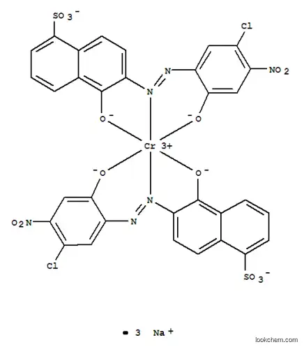 Molecular Structure of 93952-24-0 (Chromate(3-), bis6-5-chloro-2-(hydroxy-.kappa.O)-4-nitrophenylazo-.kappa.N1-5-(hydroxy-.kappa.O)-1-naphthalenesulfonato(3-)-, trisodium)