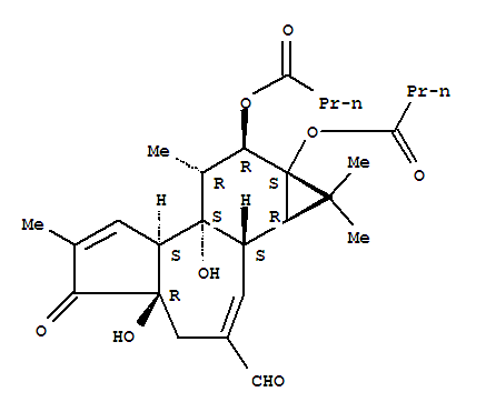 Butanoic acid,(1aR,1bS,4aR,7aS,7bS,8R,9R,9aS)-3-formyl-1,1a,1b,4,4a,5,7a,7b,8,9-decahydro-4a,7b-dihydroxy-1,1,6,8-tetramethyl-5-oxo-9aH-cyclopropa[3,4]benz[1,2-e]azulene-9,9a-diylester (9CI)(100930-03-8)