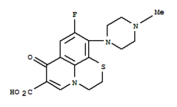 Molecular Structure of 101363-10-4 (7H-Pyrido[1,2,3-de]-1,4-benzothiazine-6-carboxylicacid, 9-fluoro-2,3-dihydro-10-(4-methyl-1-piperazinyl)-7-oxo-)