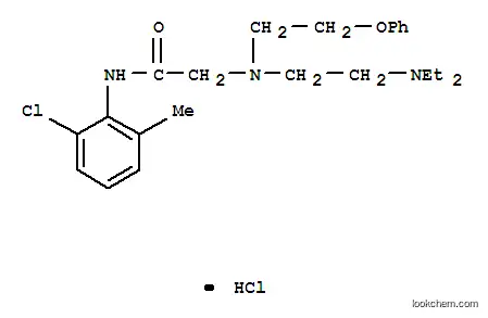 Molecular Structure of 102489-54-3 (2-[(2-chloro-6-methyl-phenyl)carbamoylmethyl-(2-phenoxyethyl)amino]eth yl-diethyl-azanium chloride)