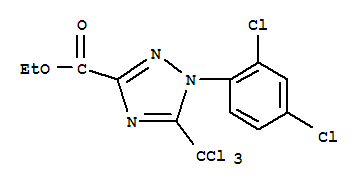Molecular Structure of 103112-35-2 (1H-1,2,4-Triazole-3-carboxylicacid, 1-(2,4-dichlorophenyl)-5-(trichloromethyl)-, ethyl ester)
