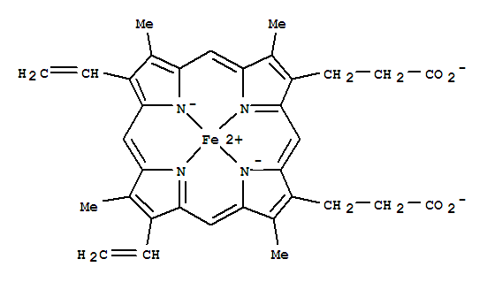Ferrate(2-),[7,12-diethenyl-3,8,13,17-tetramethyl-21H,23H-porphine-2,18-dipropanoato(4-)-kN21,kN22,kN23,kN24]-, (SP-4-2)- (9CI)