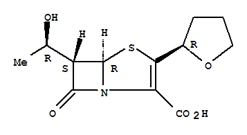 Molecular Structure of 106560-14-9 (4-Thia-1-azabicyclo[3.2.0]hept-2-ene-2-carboxylicacid, 6-[(1R)-1-hydroxyethyl]-7-oxo-3-[(2R)-tetrahydro-2-furanyl]-, (5R,6S)-)