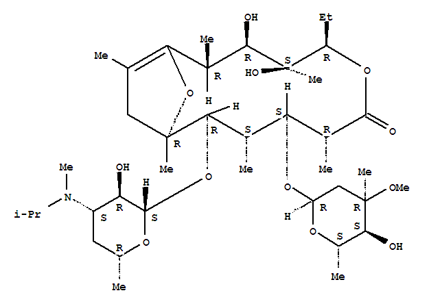 Molecular Structure of 110480-13-2 (Erythromycin,8,9-didehydro-N-demethyl-9-deoxo-6-deoxy-6,9-epoxy-N-(1-methylethyl)-)