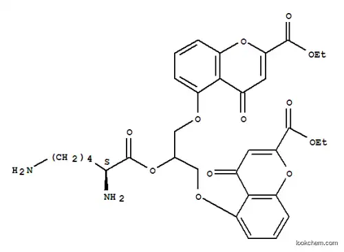 Molecular Structure of 110816-79-0 (ethyl 5-[2-[(2S)-2,6-diaminohexanoyl]oxy-3-(2-ethoxycarbonyl-4-oxo-chromen-5-yl)oxy-propoxy]-4-oxo-chromene-2-carboxylate)