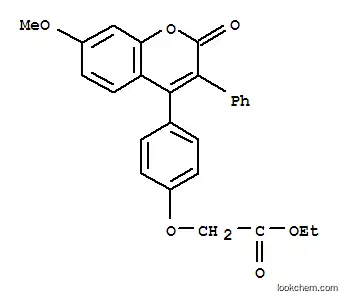Molecular Structure of 111038-34-7 (Ethyl (4-(7-methoxy-2-oxo-3-phenyl-2H-1-benzopyran-4-yl)phenoxy)acetat e)
