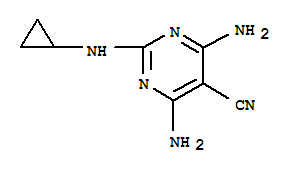 Molecular Structure of 112636-83-6 (5-Pyrimidinecarbonitrile,4,6-diamino-2-(cyclopropylamino)-)