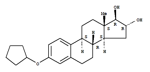 Molecular Structure of 1169-79-5 (Estra-1,3,5(10)-triene-16,17-diol,3-(cyclopentyloxy)-, (16a,17b)-)
