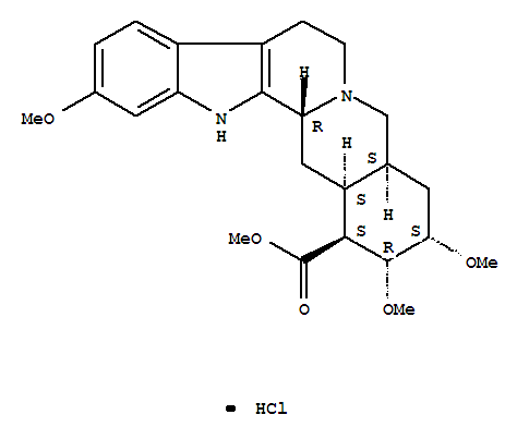 1178-29-6,Metoserpate,18-Epireserpicacid, O-methyl-, methyl ester, hydrochloride (6CI,7CI); 3b,20a-Yohimban-16b-carboxylic acid, 11,17a,18a-trimethoxy-, methyl ester, monohydrochloride (8CI);Benz[g]indolo[2,3-a]quinolizine, yohimban-16-carboxylic acid deriv.;18-epi-O-Methylreserpic acid methyl ester hydrochloride; Mepiserpatehydrochloride; Methyl O-methyl-18-epi-reserpate hydrochloride; MethylO-methyl-18-epireserpate hydrochloride; Metoserpate hydrochloride; NSC 169862;Pacitran; Su 9064 hydrochloride