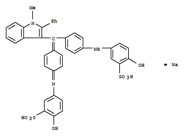 Benzenesulfonic acid,2-hydroxy-5-[[4-[[4-[(4-hydroxy-3-sulfophenyl)amino]phenyl](1-methyl-2-phenyl-1H-indol-3-yl)methylene]-2,5-cyclohexadien-1-ylidene]amino]-,sodium salt (1:1)
