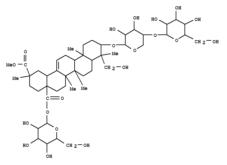 Olean-12-ene-28,29-dioicacid, 3-[(4-O-b-D-glucopyranosyl-b-D-xylopyranosyl)oxy]-23-hydroxy-,28-b-D-glucopyranosyl 29-methylester, (3b,4a,20b)-