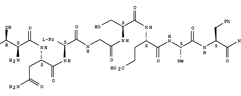 Molecular Structure of 132917-49-8 (L-Phenylalaninamide,L-threonyl-L-asparaginyl-L-valylglycyl-L-seryl-L-a-glutamyl-L-alanyl-)