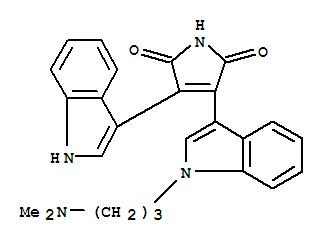 Molecular Structure of 133052-90-1 (1H-Pyrrole-2,5-dione,3-[1-[3-(dimethylamino)propyl]-1H-indol-3-yl]-4-(1H-indol-3-yl)-)