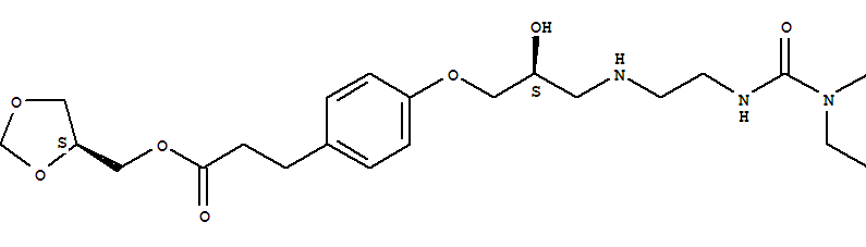 Molecular Structure of 133242-30-5 (Benzenepropanoic acid,4-[(2S)-2-hydroxy-3-[[2-[(4-morpholinylcarbonyl)amino]ethyl]amino]propoxy]-,[(4S)-2,2-dimethyl-1,3-dioxolan-4-yl]methyl ester)
