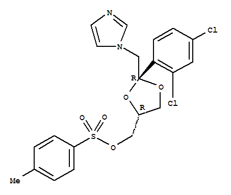 Molecular Structure of 134071-44-6 (1,3-Dioxolane-4-methanol,2-(2,4-dichlorophenyl)-2-(1H-imidazol-1-ylmethyl)-,4-(4-methylbenzenesulfonate), (2R,4R)-rel-)