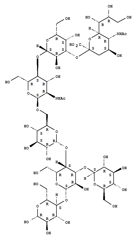 b-D-Glucopyranose, O-(N-acetyl-a-neuraminosyl)-(2?3)-O-b-D-galactopyranosyl-(1?4)-O-2-(acetylamino)-2-deoxy-a-D-glucopyranosyl-(1?6)-O-a-D-glucopyranosyl-(1?4)-O-[b-D-glucopyranosyl-(1?3)]-O-b-D-galac