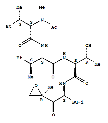 Molecular Structure of 134381-21-8 (L-Threoninamide,N-acetyl-N-methyl-L-isoleucyl-L-isoleucyl-N-[(1S)-3-methyl-1-[[(2R)-2-methyl-2-oxiranyl]carbonyl]butyl]-)