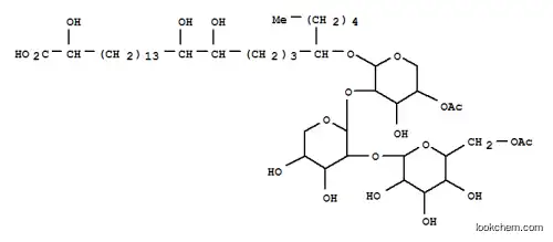 Molecular Structure of 134479-76-8 ((2S-(2R*,16S*,17R*,21S*))-21-((O-6-O-Acetyl-beta-D-glucopyranosyl-(1-2 )-O-beta-D-xylopyranosyl-(1-2)-4-O-acetyl-beta-D-xylopyranosyl)oxy)-2, 16,17-trihydroxyhexacosanoic acid)