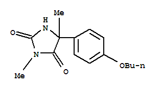 Molecular Structure of 134721-59-8 (2,4-Imidazolidinedione,5-(4-butoxyphenyl)-3,5-dimethyl-)