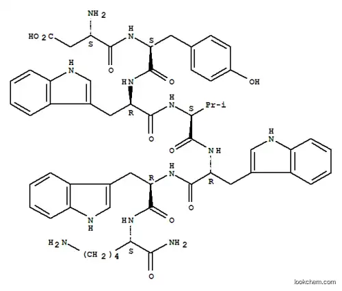 Molecular Structure of 135306-85-3 (H-ASP-TYR-D-TRP-VAL-D-TRP-D-TRP-LYS-NH2)