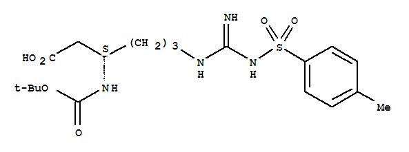 Molecular Structure of 136271-81-3 (Hexanoic acid,3-[[(1,1-dimethylethoxy)carbonyl]amino]-6-[[imino[[(4-methylphenyl)sulfonyl]amino]methyl]amino]-,(S)- (9CI))