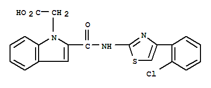 Molecular Structure of 136381-85-6 (1H-Indole-1-aceticacid, 2-[[[4-(2-chlorophenyl)-2-thiazolyl]amino]carbonyl]-)