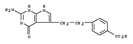 Molecular Structure of 137281-39-1 (Benzoic acid,4-[2-(2-amino-4,7-dihydro-4-oxo-3H-pyrrolo[2,3-d]pyrimidin-5-yl)ethyl]-)