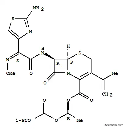 Molecular Structure of 137778-04-2 (((1-methyl)ethoxycarbonyloxy)-ethyl 7-(2-(2-amino-4-thiazole)-2-methoxyaminoacetamido)-3-(2-propenyl)-3-cephem-4-carboxylate)