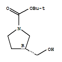 Molecular Structure of 138108-72-2 (1-Pyrrolidinecarboxylicacid, 3-(hydroxymethyl)-, 1,1-dimethylethyl ester, (3R)-)