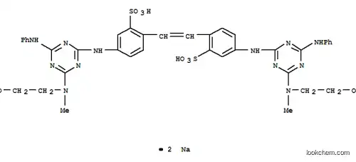 Molecular Structure of 13863-31-5 (disodium 4,4'-bis[[6-anilino-4-[(2-hydroxyethyl)methylamino]-1,3,5-triazin-2-yl]amino]stilbene-2,2'-disulphonate)
