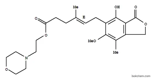 Molecular Structure of 140401-05-4 (4-Hexenoic acid,6-(1,3-dihydro-4-hydroxy-6-methoxy-7-methyl-3-oxo-5-isobenzofuranyl)-4-methyl-,2-(4-morpholinyl)ethyl ester, (4E)-)