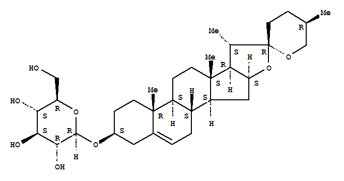 Molecular Structure of 14144-06-0 (b-D-Glucopyranoside, (3b,25R)-spirost-5-en-3-yl)