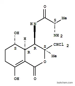 Molecular Structure of 142429-34-3 (N-[(3S,4S,4aS,5R)-3-(dichloromethyl)-1,5-dihydroxy-3-methyl-8-oxo-4a,5 ,6,7-tetrahydro-4H-isochromen-4-yl]-2-amino-propanamide)