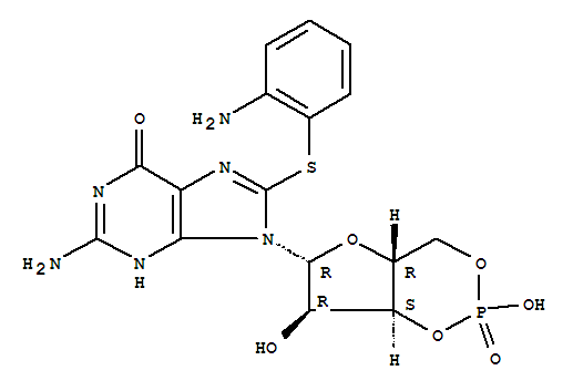 Guanosine,8-[(2-aminophenyl)thio]-, cyclic 3',5'-(hydrogen phosphate) (9CI)                                                                                                                             