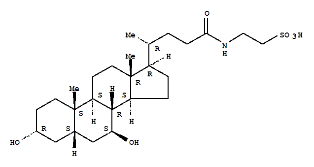Molecular Structure of 14605-22-2 (Ethanesulfonic acid,2-[[(3a,5b,7b)-3,7-dihydroxy-24-oxocholan-24-yl]amino]-)