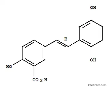 Molecular Structure of 150258-63-2 (TRANS-1-(3'-CARBOXY-4'-HYDROXYPHENYL)-2-(2,5-DIHYDROXYPHENYL)ETHENE)