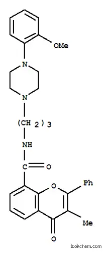 Molecular Structure of 152735-23-4 (N-{3-[4-(2-methoxyphenyl)piperazin-1-yl]propyl}-3-methyl-4-oxo-2-phenyl-4H-chromene-8-carboxamide)