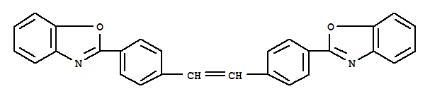 1533-45-5,Benzoxazole,2,2'-(1,2-ethenediyldi-4,1-phenylene)bis-,Benzoxazole,2,2'-(vinylenedi-p-phenylene)bis- (7CI,8CI);2,2'-(Vinylenedi-p-phenylene)bisbenzoxazole;4,4'-Di(benzoxazol-2-yl)stilbene;C.I. 40674;Eastobrite OB 1;Fluorescent Brightener 393;OpticalBrightener 1;Uvitex OB-ONE;Optial Brightener OB-1;