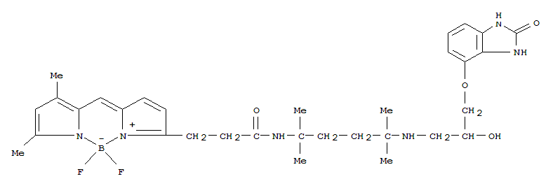 Molecular Structure of 156498-87-2 (Boron,[N-[4-[[3-[(2,3-dihydro-2-oxo-1H-benzimidazol-4-yl)oxy]-2-hydroxypropyl]amino]-1,1,4-trimethylpentyl]-5-[(3,5-dimethyl-2H-pyrrol-2-ylidene)methyl]-1H-pyrrole-2-propanamidato-N1,N5]difluoro-,(T-4)- (9CI))