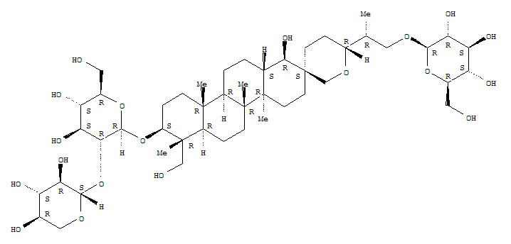 160896-45-7,b-D-Glucopyranoside,(1R,2S,4aR,4bR,6'R,6aR,7R,8S,10aR,10bR,12aS)-6'-[(1R)-2-(b-D-glucopyranosyloxy)-1-methylethyl]octadecahydro-1-hydroxy-7-(hydroxymethyl)-4a,4b,7,10a-tetramethylspiro[chrysene-2(1H),3'(4'H)-[2H]pyran]-8-yl2-O-b-D-xylopyranosyl- (9CI),b-D-Glucopyranoside, (3b,4a,18b,19R,20R)-19,28-epoxy-29-(b-D-glucopyranosyloxy)-18,23-dihydroxy-18,19-secolupan-3-yl 2-O-b-D-xylopyranosyl-;(+)-Hosenkoside F; Hosenkoside F
