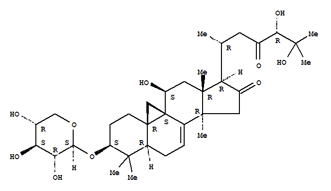 Molecular Structure of 161097-77-4 (9,19-Cyclolanost-7-ene-16,23-dione,11,24,25-trihydroxy-3-(b-D-xylopyranosyloxy)-, (3b,11b,24R)-)