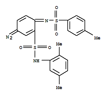17119-22-1,N-[4-diazo-2-[[(2,5-xylyl)amino]sulphonyl]cyclohexa-2,5-dien-1-ylidene]-p-toluenesulphonamide,1,4-Cyclohexadiene-1-sulfono-2',5'-xylidide,3-diazo-6-[(p-tolylsulfonyl)imino]- (7CI,8CI);1-(p-Toluenesulfonimido)-2-(2,5-dimethylanilinosulfonyl)-1,4-benzoquinone4-diazide;1-(p-Tolylsulfonylimino)-2-(2,5-dimethylanilinosulfonyl)-1,4-benzoquinone-4-diazide;1-[(4-Methylphenylsulfonyl)imino]-2-[(2,5-dimethylphenylamino)sulfonyl]-1,4-benzoquinone-4-diazide;1-[(4'-Methylbenzene-1'-sulfonyl)imino]-2-(2'',5''-dimethylphenylaminosulfonyl)benzoquinone-(1,4)-diazide;1-[(4'-Methylbenzenesulfonyl)imino]-2-(2'',5''-dimethylphenylaminosulfonyl)benzoquinone-(1,4)-diazide(4);1-[4'-Methylphenyl-1'-sulfonylimino]-2-(2'',5''-dimethylphenylaminosulfonyl)benzoquinone-(1,4)-diazide-(4)