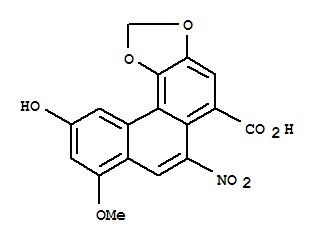 Molecular Structure of 17413-38-6 (Phenanthro[3,4-d]-1,3-dioxole-5-carboxylicacid, 10-hydroxy-8-methoxy-6-nitro-)