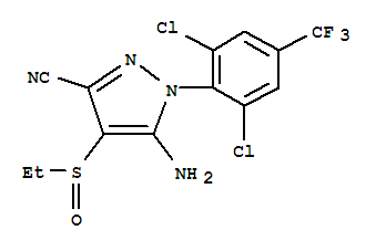 Molecular Structure of 181587-01-9 (1H-Pyrazole-3-carbonitrile,5-amino-1-[2,6-dichloro-4-(trifluoromethyl)phenyl]-4-(ethylsulfinyl)-)