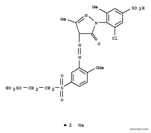 Benzenesulfonic acid,3-chloro-4-[4,5-dihydro-4-[2-[2-methoxy-5-[[2-(sulfooxy)ethyl]sulfonyl]phenyl]diazenyl]-3-methyl-5-oxo-1H-pyrazol-1-yl]-5-methyl-,sodium salt (1:2)