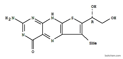 Molecular Structure of 19295-31-9 (Thieno[3,2-g]pteridin-4(1H)-one, 2-amino-7-[(1R)-1,2-dihydroxyethyl]-6-(methylthio)-)